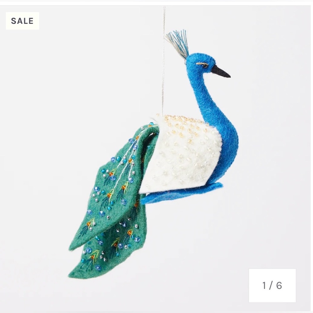 Beaded Peacock Ornament